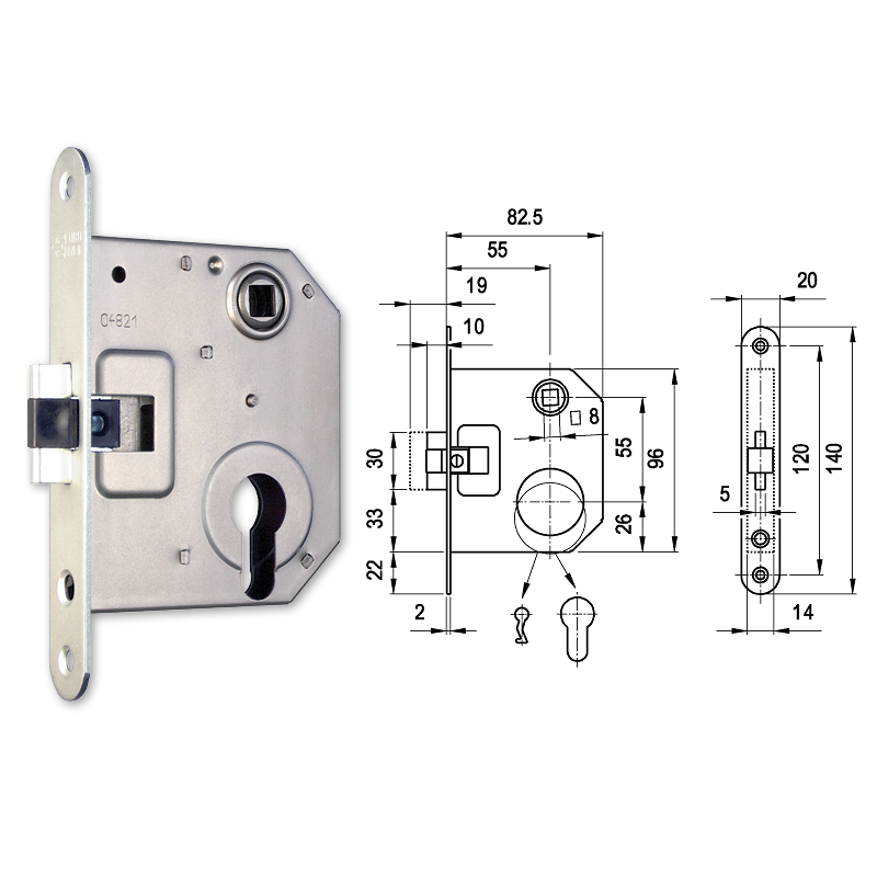 Euro-Elzett 3392 hengerzárbetétes lővér bevésőzár 55/55 mm termék fő termékképe