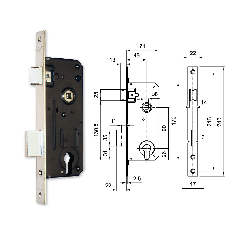 Euro-Elzett 3420 hengerzárbetétes bevésőzár 45/90 mm termék fő termékképe