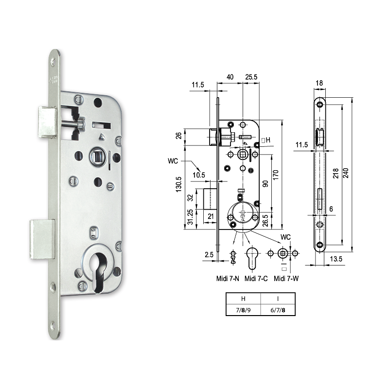 Euro-Elzett MIDI 7-C hengerzárbetétes bevésőzár 40/90 mm termék fő termékképe