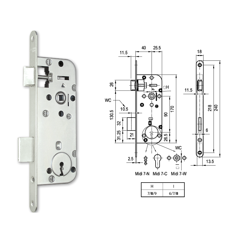 Euro-Elzett MIDI 7-N normál kulcsos bevésőzár 40/90 mm termék fő termékképe