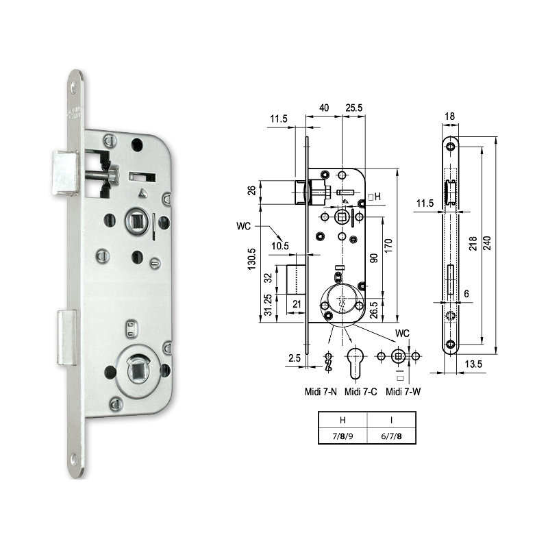 Euro-Elzett MIDI 7-W fordítógombos bevésőzár 40/90 mm termék fő termékképe